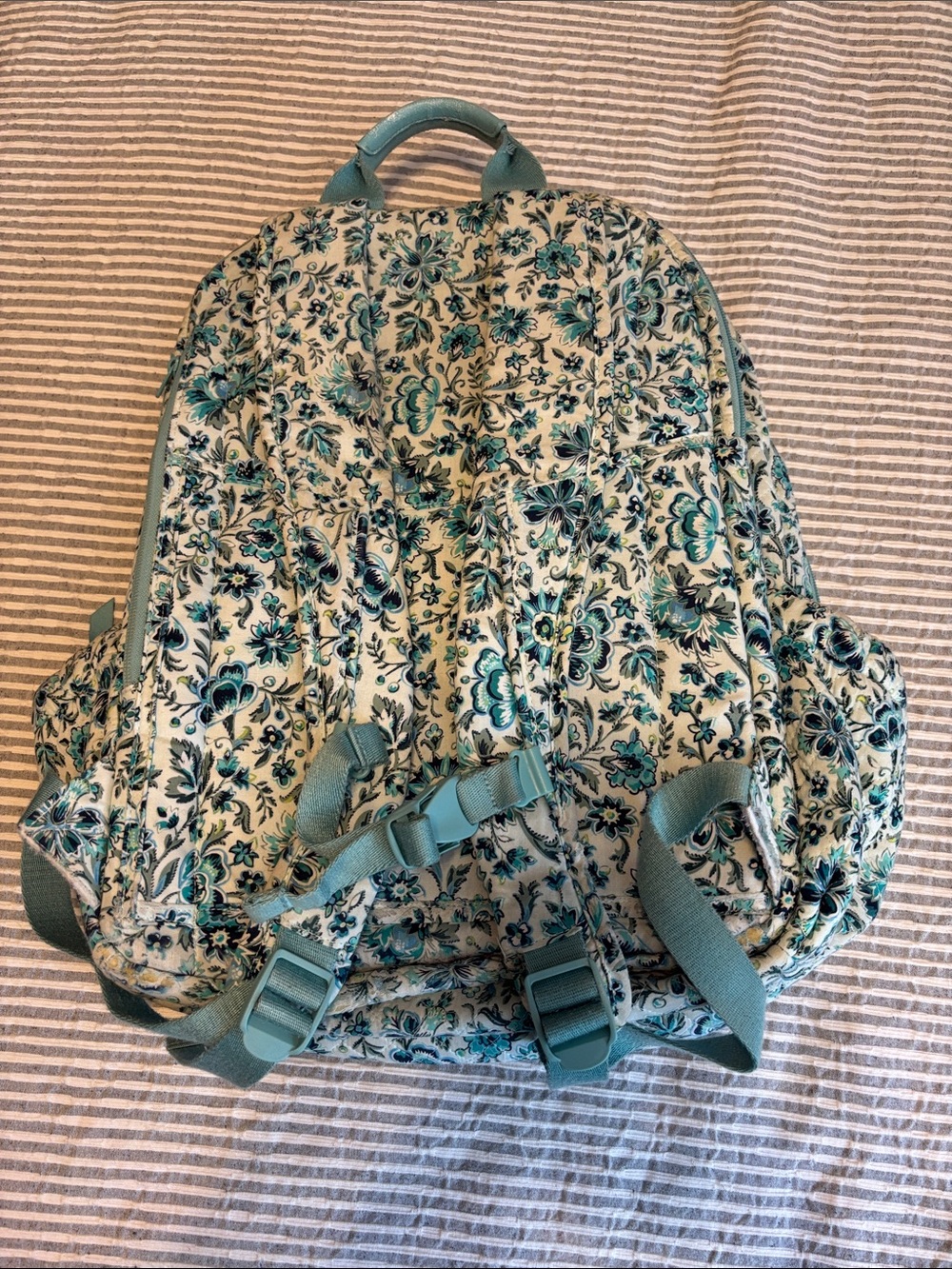 Vera Bradley Teal Floral Quilted Backpack - Picture 3 of 4